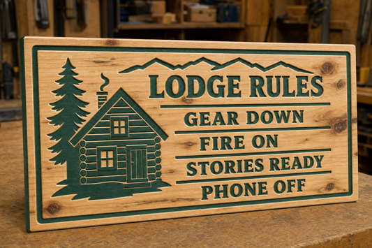 Lodge Rules — CNC-Carved Wood Sign | Ready to Hang