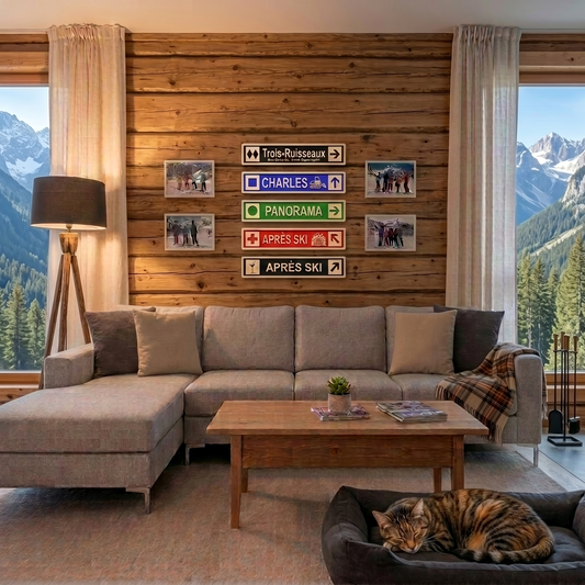 Framed Wood Ski Trail Sign: Your Mountain Memory, Captured