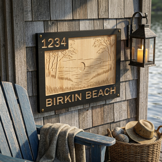 Lake Living Personalised Sign | CNC-Carved Canadian Timber