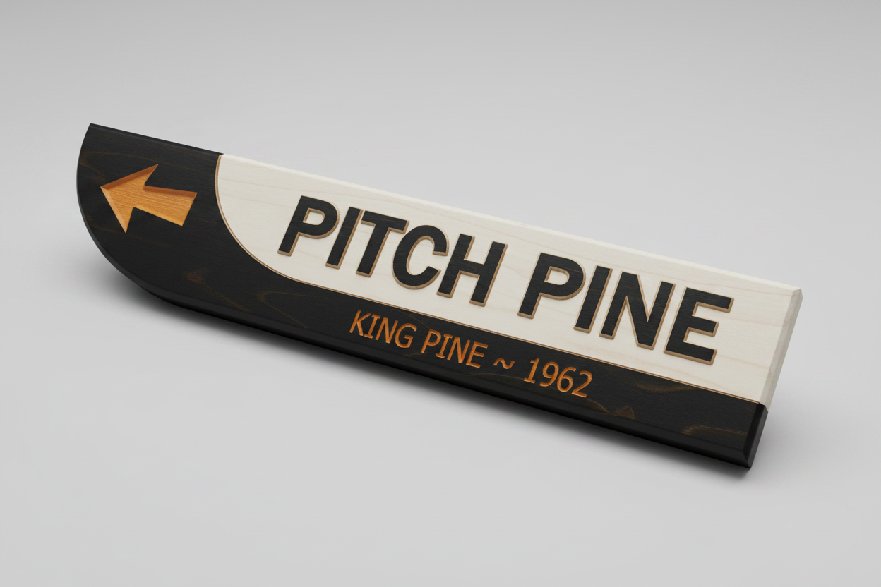 Euro Style Ski Trail Sign — Black, Pitch Pine