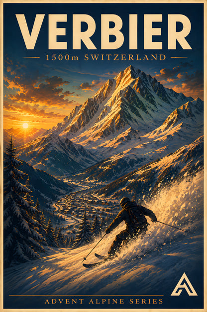 Verbier — Advent Alpine Series | Framed Art Print