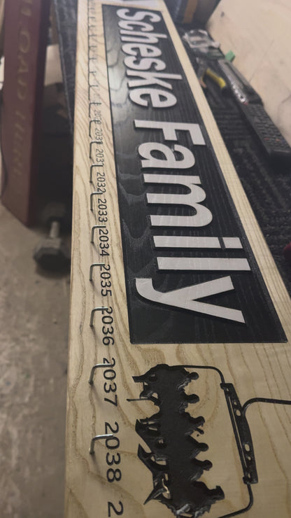 Personalised Wood Carved Family Name ski pass memories sign