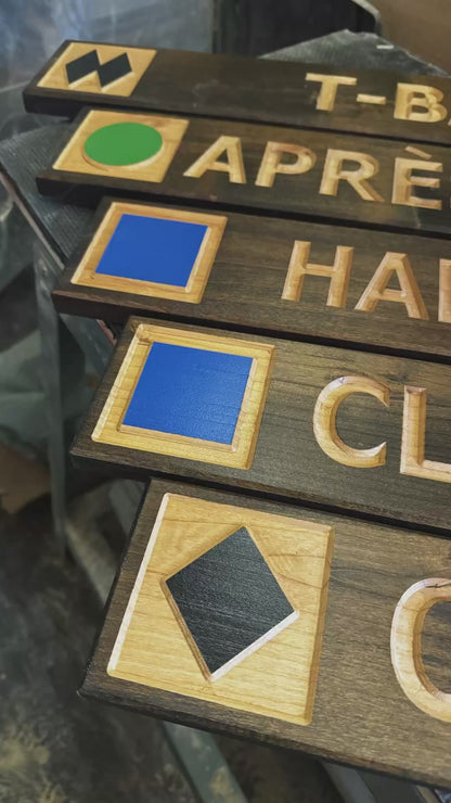 CNC-carved custom ski trail signs