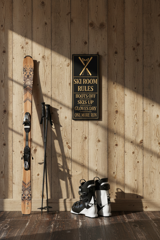 Ski Room Rules — Black Face VCarve — Ski Room Wall