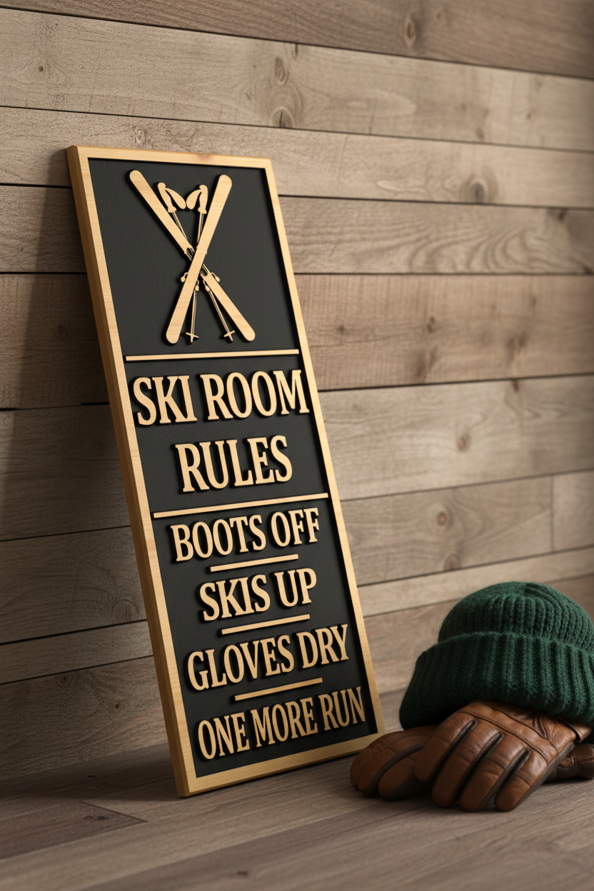 Ski Room Rules — Pine Face Framed — Leaning