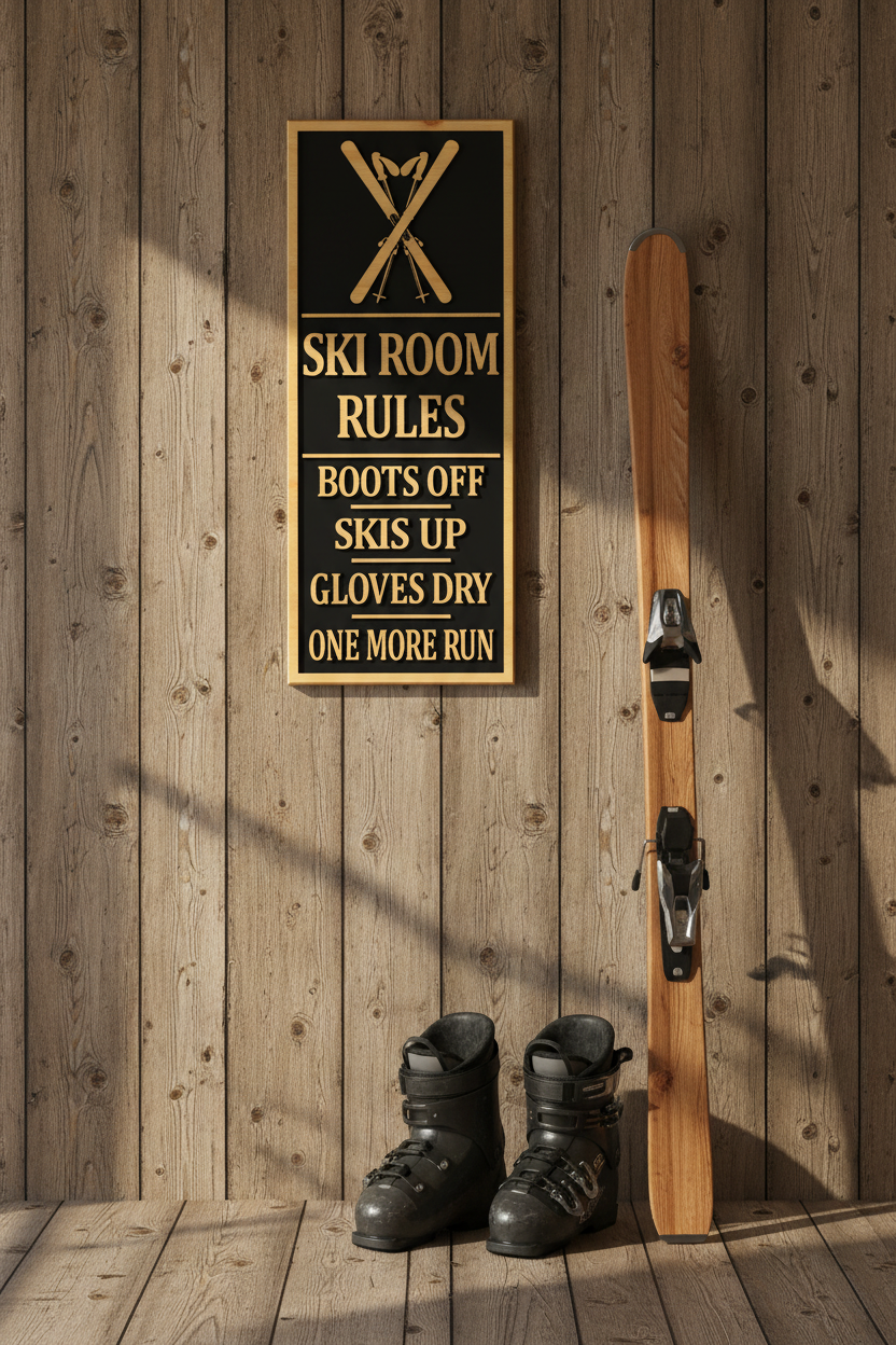 Ski Room Rules — Pine Face Framed — Ski Room Wall