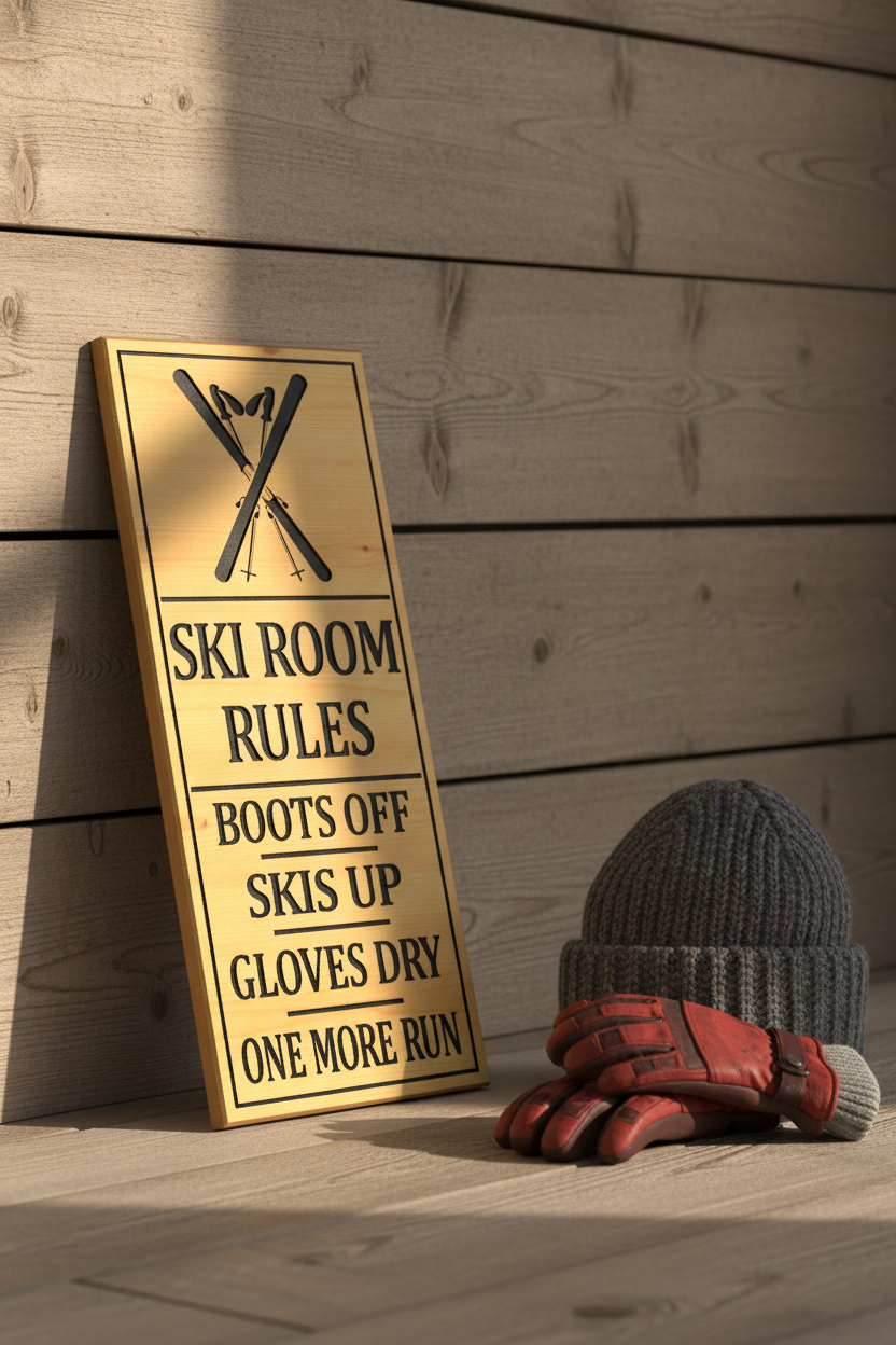Ski Room Rules — Pine Face VCarve — Leaning