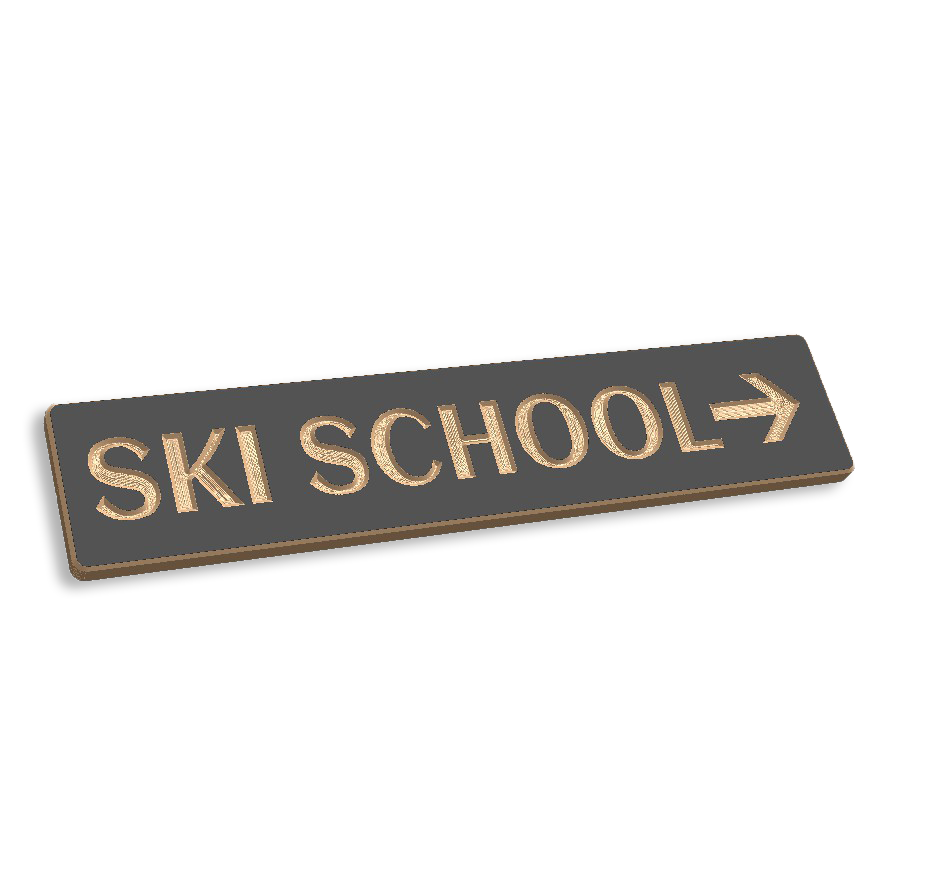 Ski School 5" x 24" wood carved sign