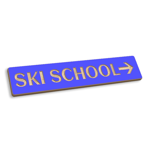 Ski School 5" x 24" wood carved sign