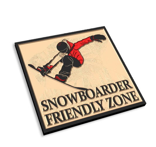 SNOWBOARDER Friendly Zone, wood carved sign