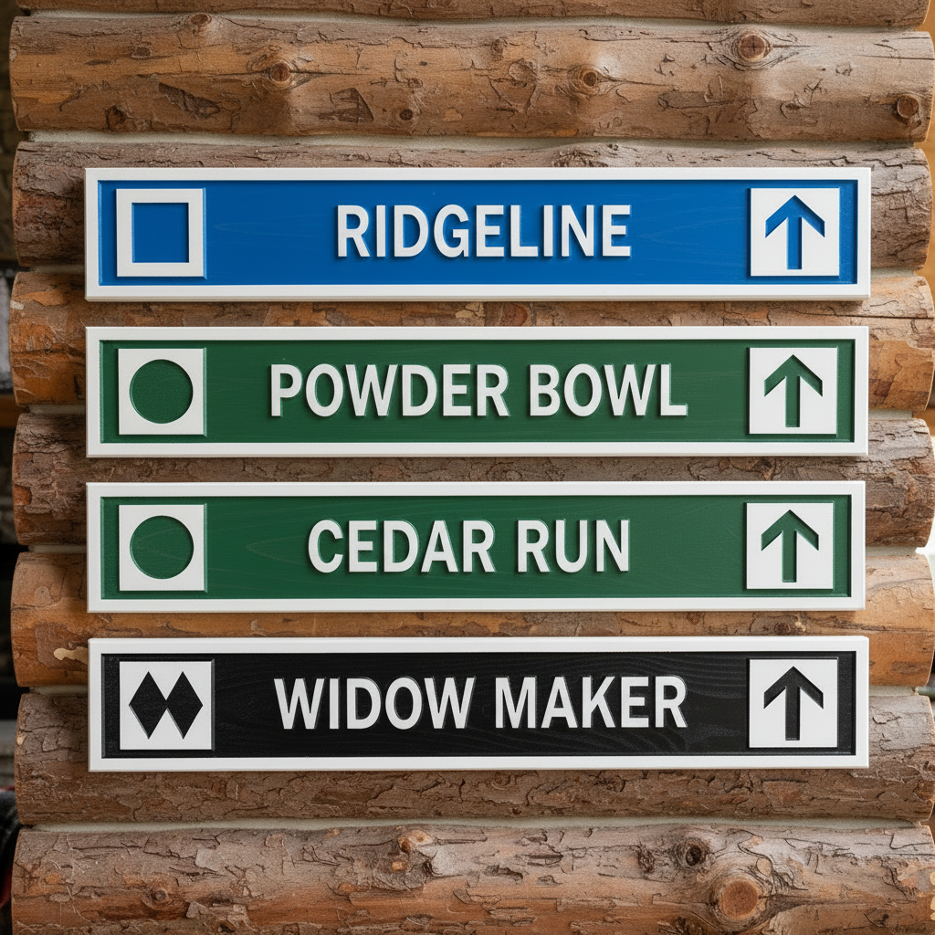 Stacked trail signs — square format