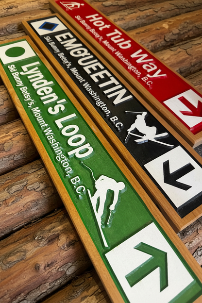 Trail signs — aligned, consistent wood border