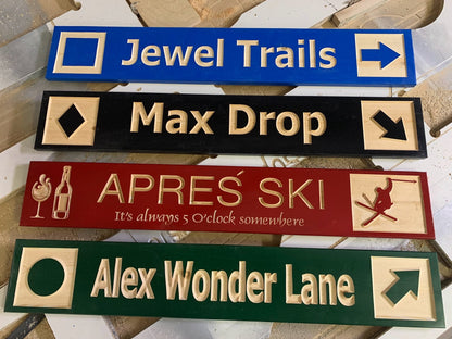 4”x18” Medium Ski Trail Inspired Sign - Advent Wood Products