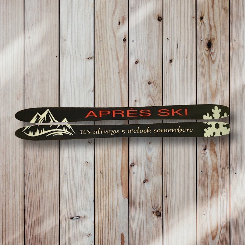 Apres Skis (pair) personalized wood carved sign - Advent Wood Products