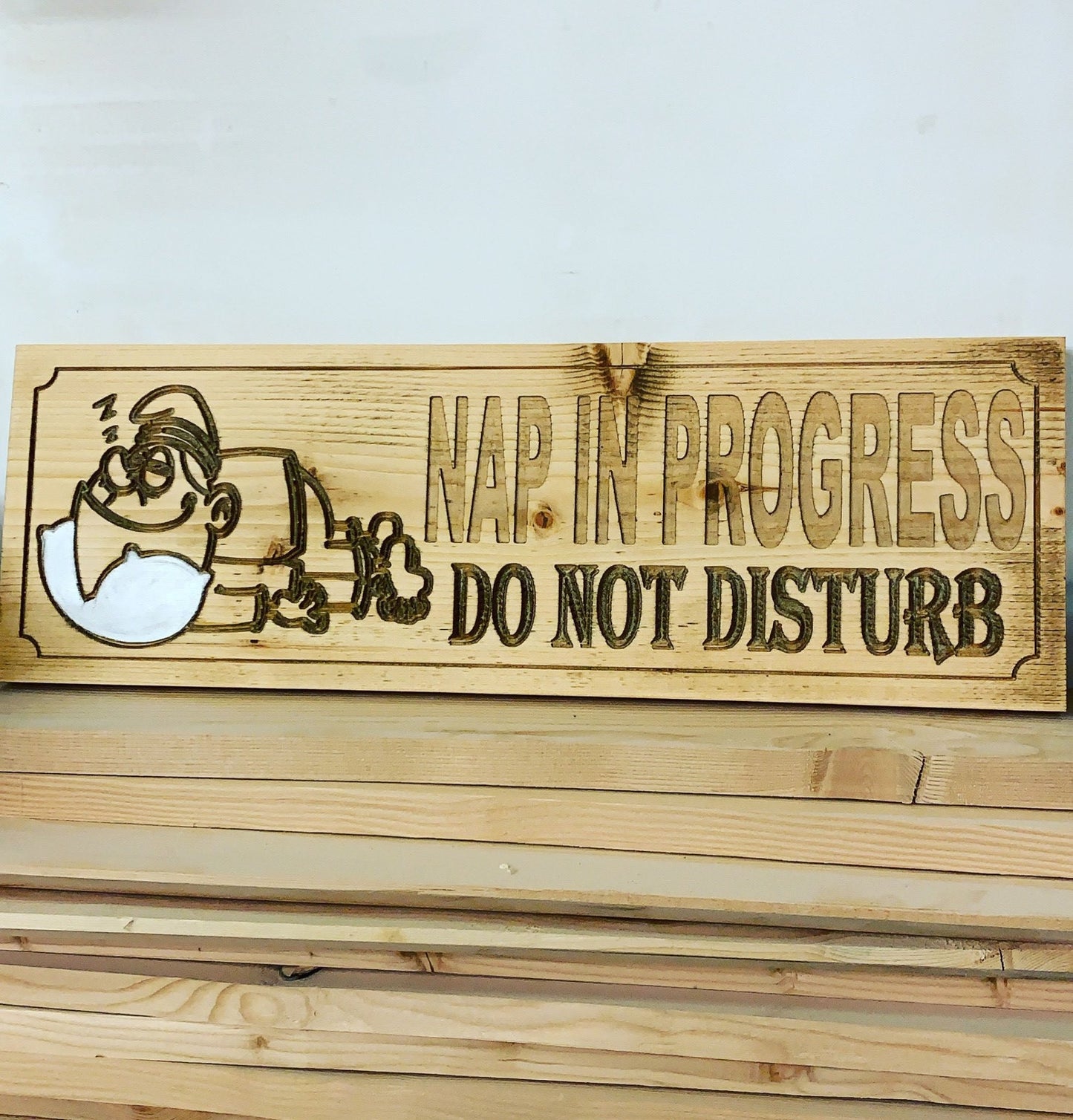 "Nap In Progress, Do not disturb" sign - Advent Wood Products