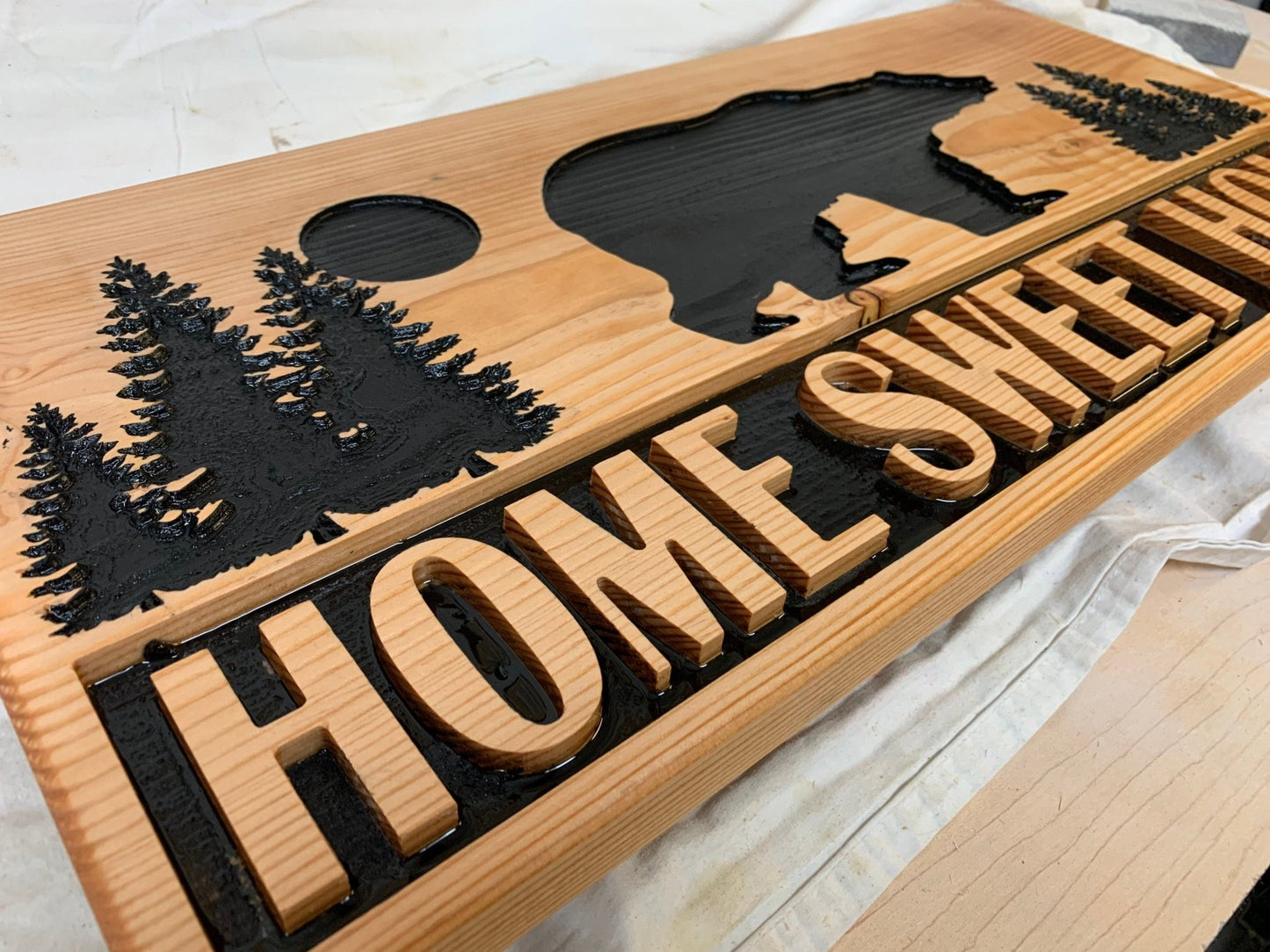 Home Sweet Home carved wood sign - Advent Wood Products