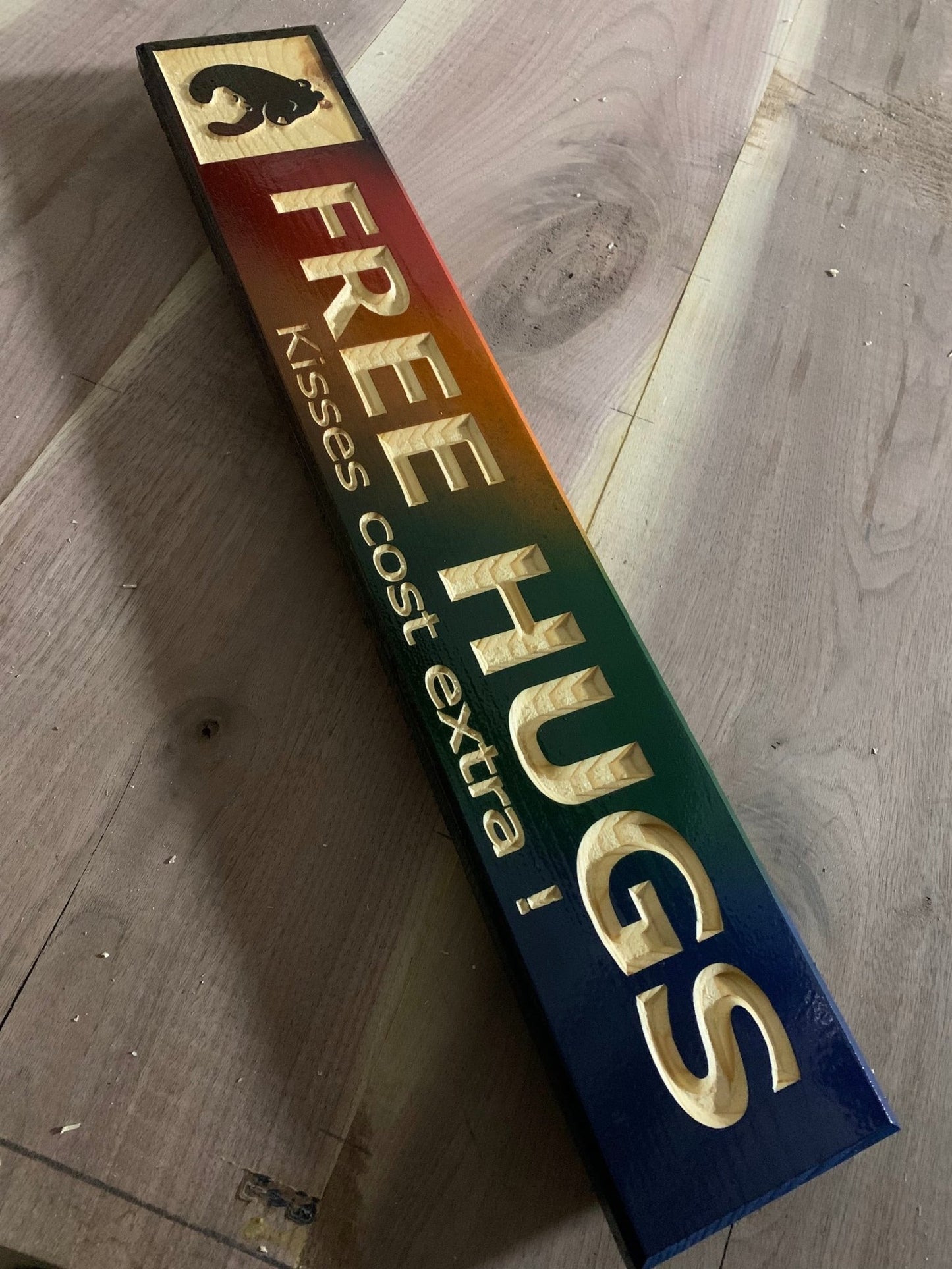Rainbow of hugs wood sign - Advent Wood Products