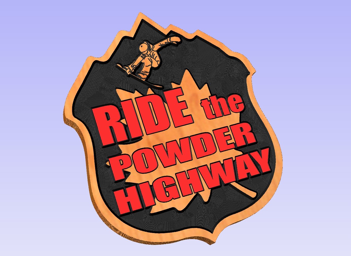 Ride The Powder Highway wood carved sign with Maple leaf - Advent Wood Products