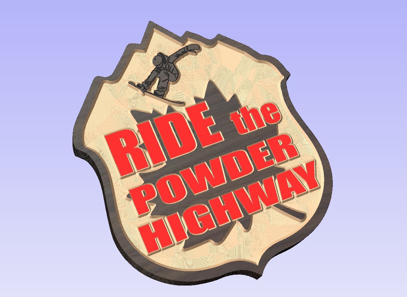 Ride The Powder Highway wood carved sign with Maple leaf - Advent Wood Products