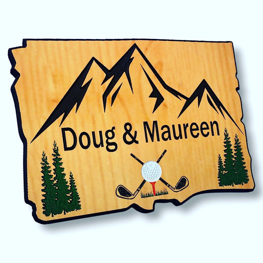 Rustic golf themed name plaque - Advent Wood Products