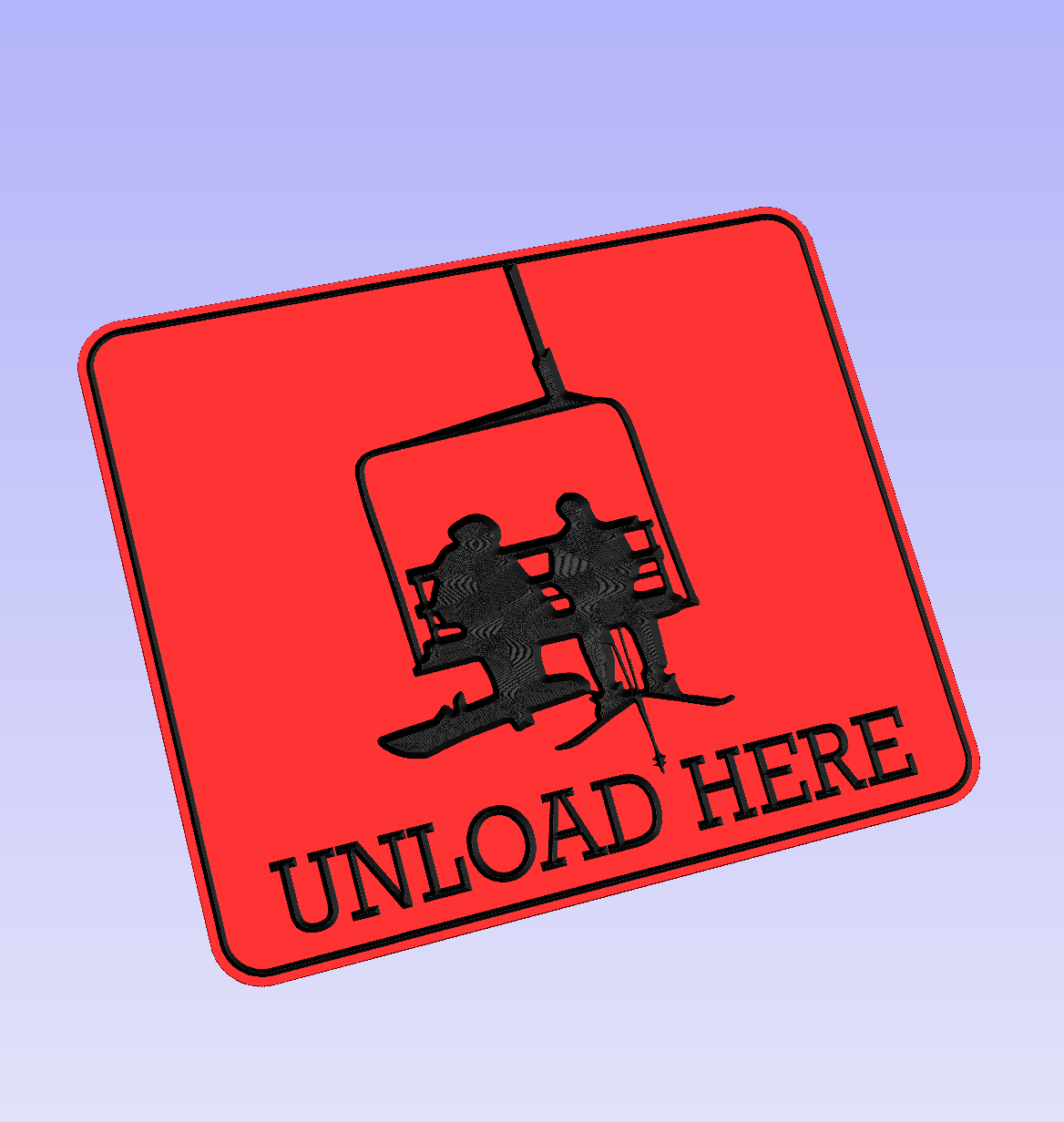 Ski "Unload Here" chairlift couple sign - Advent Wood Products