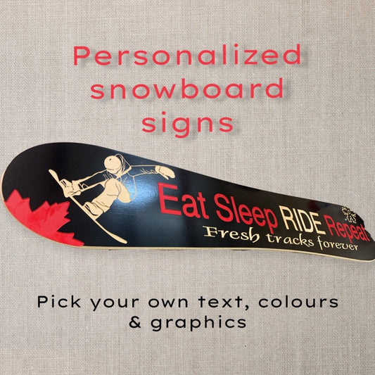 Snowboard personalized wood carved sign - Advent Wood Products
