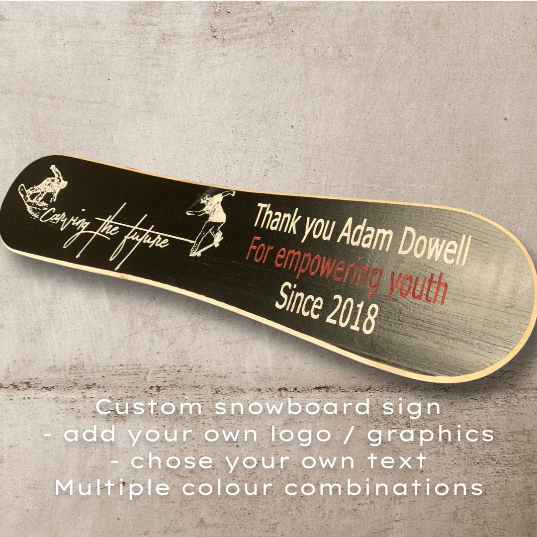 Snowboard personalized wood carved sign - Advent Wood Products